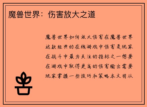 魔兽世界：伤害放大之道